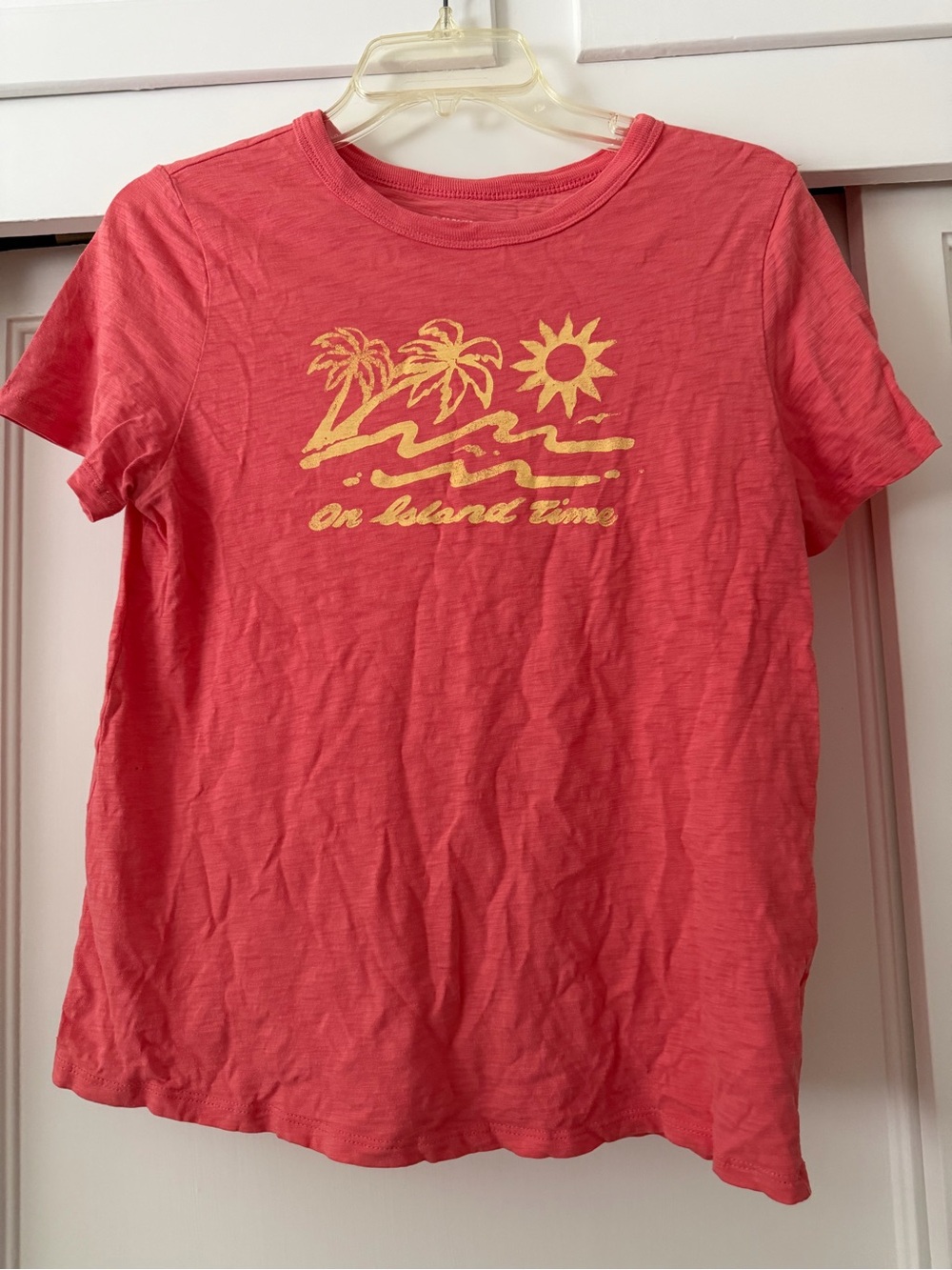 Old Navy Coral Short-Sleeve Graphic Tee with Yellow Print